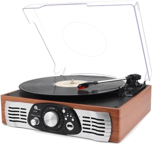 Vintage Style Turntablewith Vinyl Record PNG image