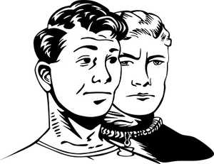 Vintage Style Two Men Illustration PNG