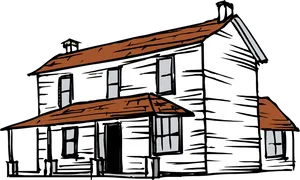 Vintage Style Two Story House Clipart PNG