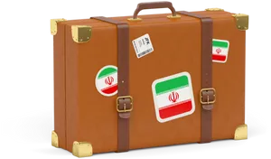 Vintage Suitcasewith Iran Stickers PNG image