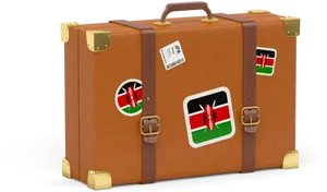 Vintage Suitcasewith Kenya Stickers PNG image