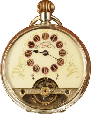 Vintage Swiss Made Pocket Watch PNG