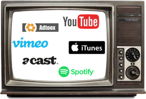Vintage T V Modern Media Logos PNG image
