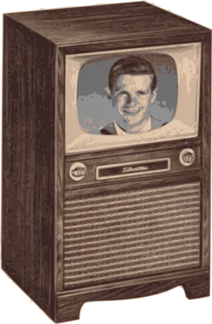 Vintage Television Set With Man On Screen PNG image