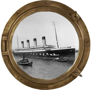 Vintage Titanic Ship Porthole View PNG image