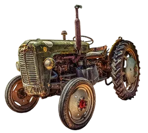 Vintage Tractor Isolatedon Black PNG image