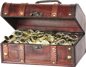 Vintage Treasure Chest Fullof Gold Coins.png PNG image