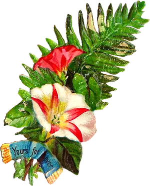 Vintage Tropical Floral Arrangement PNG image