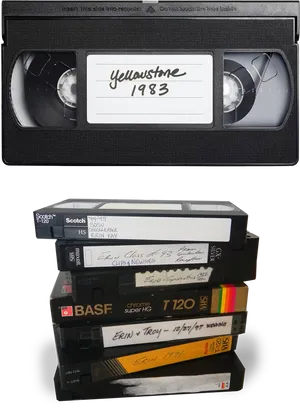 Vintage V H S Tape Collection1980s PNG image