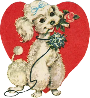 Vintage Valentine Puppy Love PNG