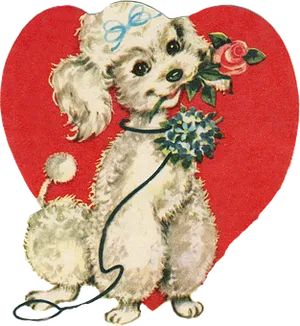 Vintage Valentine Puppy Love PNG image