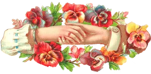 Vintage Wedding Handshake Floral Frame PNG image