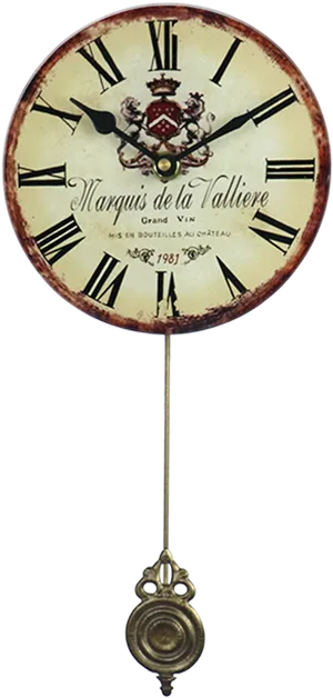 Vintage Wine Theme Pendulum Clock PNG