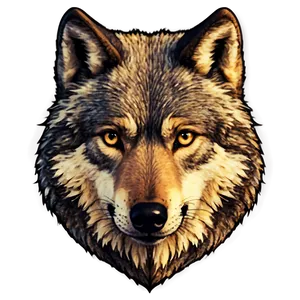 Vintage Wolf Face Sketch PNG 06292024