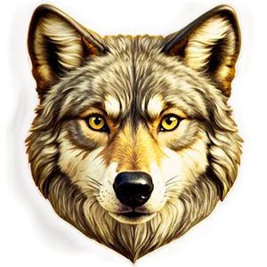 Vintage Wolf Face Sketch PNG 06292024