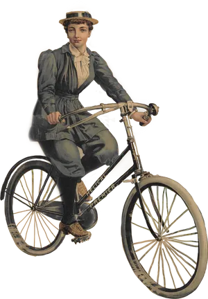 Vintage Womanon Bicycle PNG