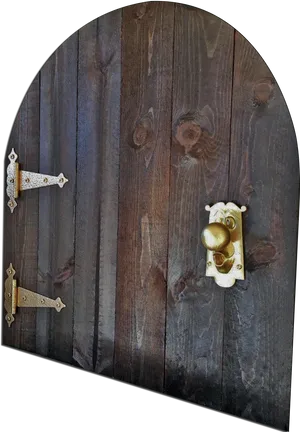 Vintage Wooden Doorwith Brass Knocker PNG image