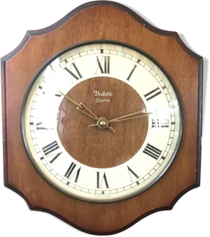 Vintage Wooden Quartz Wall Clock PNG image