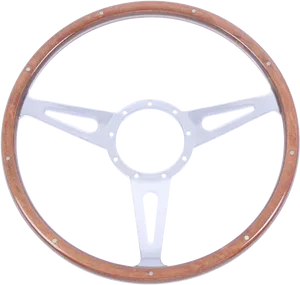 Vintage Wooden Steering Wheel PNG image