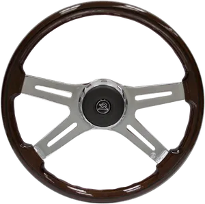 Vintage Wooden Steering Wheel PNG image