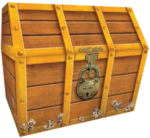 Vintage Wooden Treasure Chest Lock PNG image