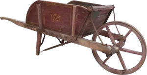 Vintage Wooden Wheelbarrow PNG image
