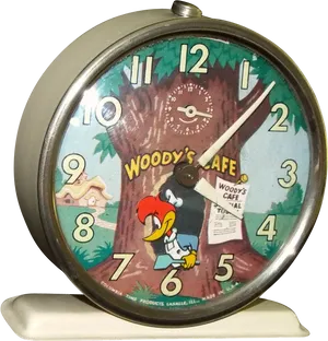 Vintage Woody Woodpecker Clock PNG image