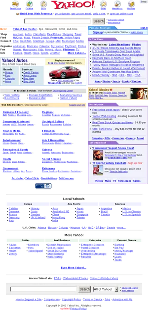 Vintage Yahoo Homepage Screenshot PNG image