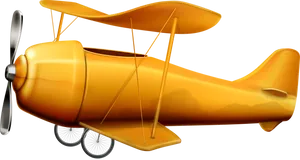 Vintage Yellow Biplane Illustration PNG image