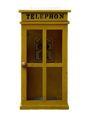 Vintage Yellow Telephone Booth PNG image