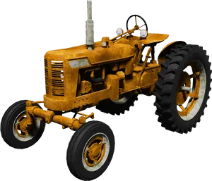 Vintage Yellow Tractor Isolated PNG image