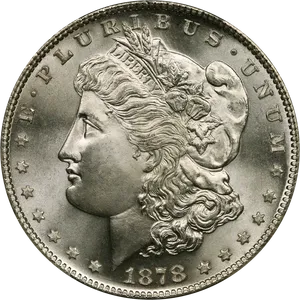 Vintage1878 Silver Dollar Coin PNG