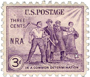Vintage3 Cent N R A Stamp PNG image