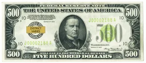 Vintage500 Dollar Bill1934 Series PNG image