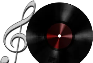Vinyl Recordand Treble Clef PNG image