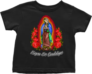 Virgen De Guadalupe Black Tshirt Design PNG image