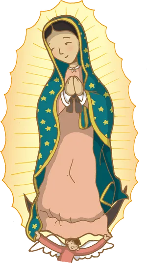 Virgen De Guadalupe Cartoon Illustration PNG image