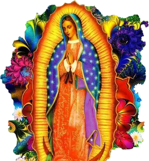 Virgen De Guadalupe Colorful Illustration PNG image