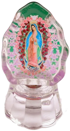 Virgen De Guadalupe Glass Figurine PNG image