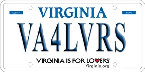 Virginia Lovers License Plate PNG image