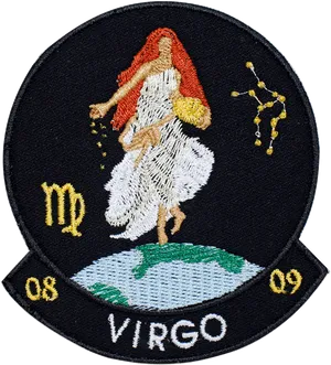 Virgo Zodiac Embroidered Patch PNG image