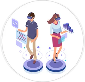 Virtual Reality Professionals Isometric PNG image