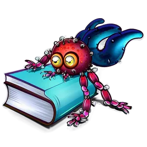 Virus Cartoon With Book PNG 80