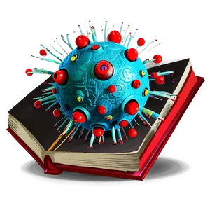 Virus Cartoon With Book PNG Uhi