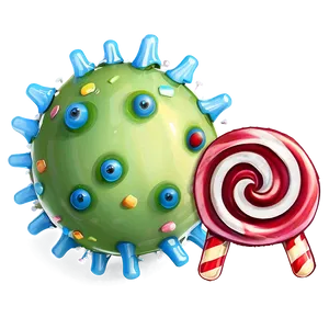 Virus Cartoon With Candy PNG 5