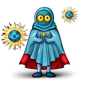 Virus Cartoon With Cape PNG 06282024
