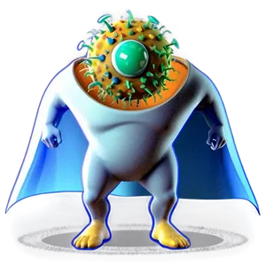 Virus Cartoon With Cape PNG 25