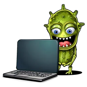 Virus Cartoon With Laptop PNG 06282024