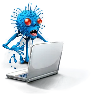 Virus Cartoon With Laptop PNG Wfb46 PNG