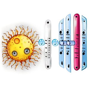 Virus Cartoon With Thermometer PNG Bmo55 PNG